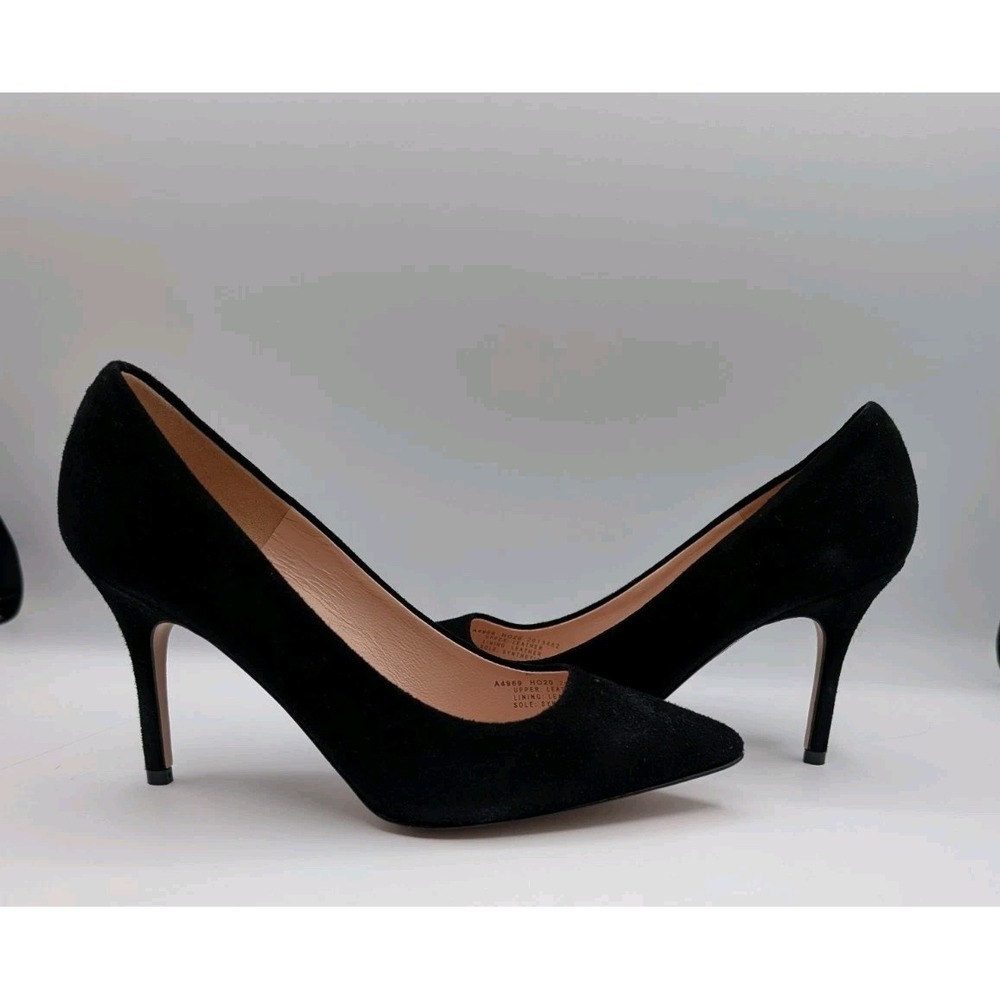J.Crew A4969 Womens 6 Black Suede Leather Pointed Toe Pumps Heels Italy NEW